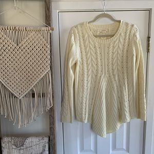 Cream Knit Sweater with Peekaboo Back